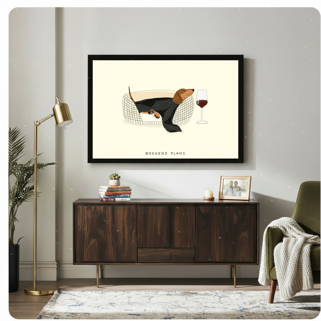 Dachshund Weekend Plans Funny Dog Canvas Art Wall Art