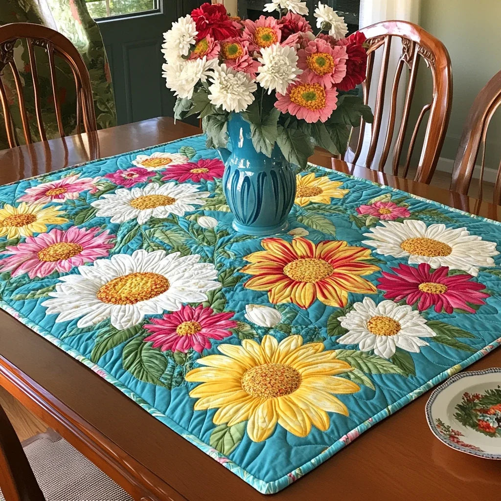 Daisy Sunshine Quilted Table Topper