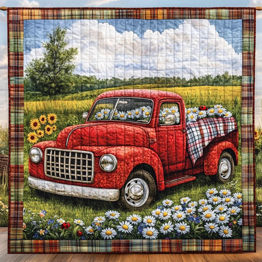 Daisy Truck Day Quilt Blanket