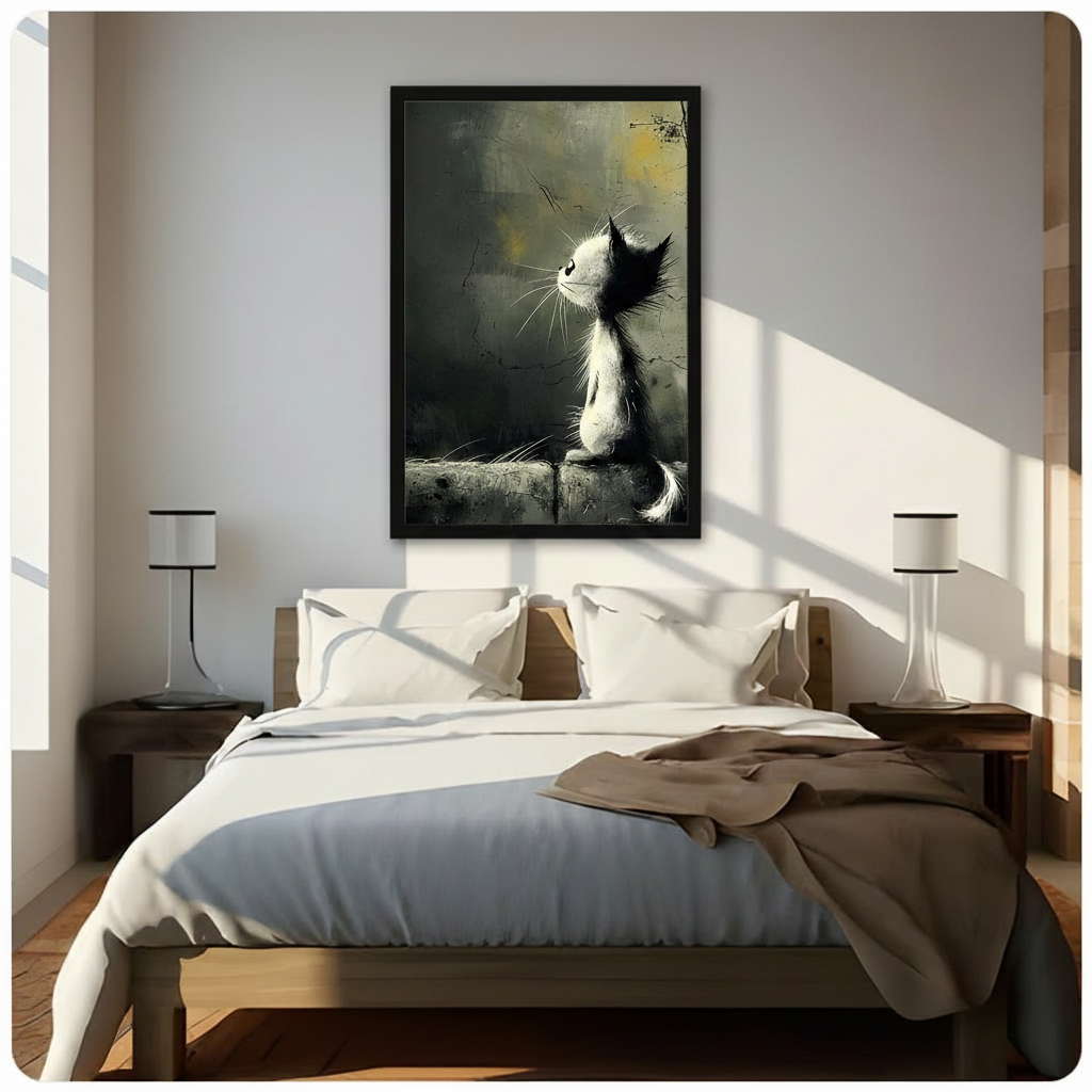 Dark Whimsy Lonely Cat Canvas Wall Art