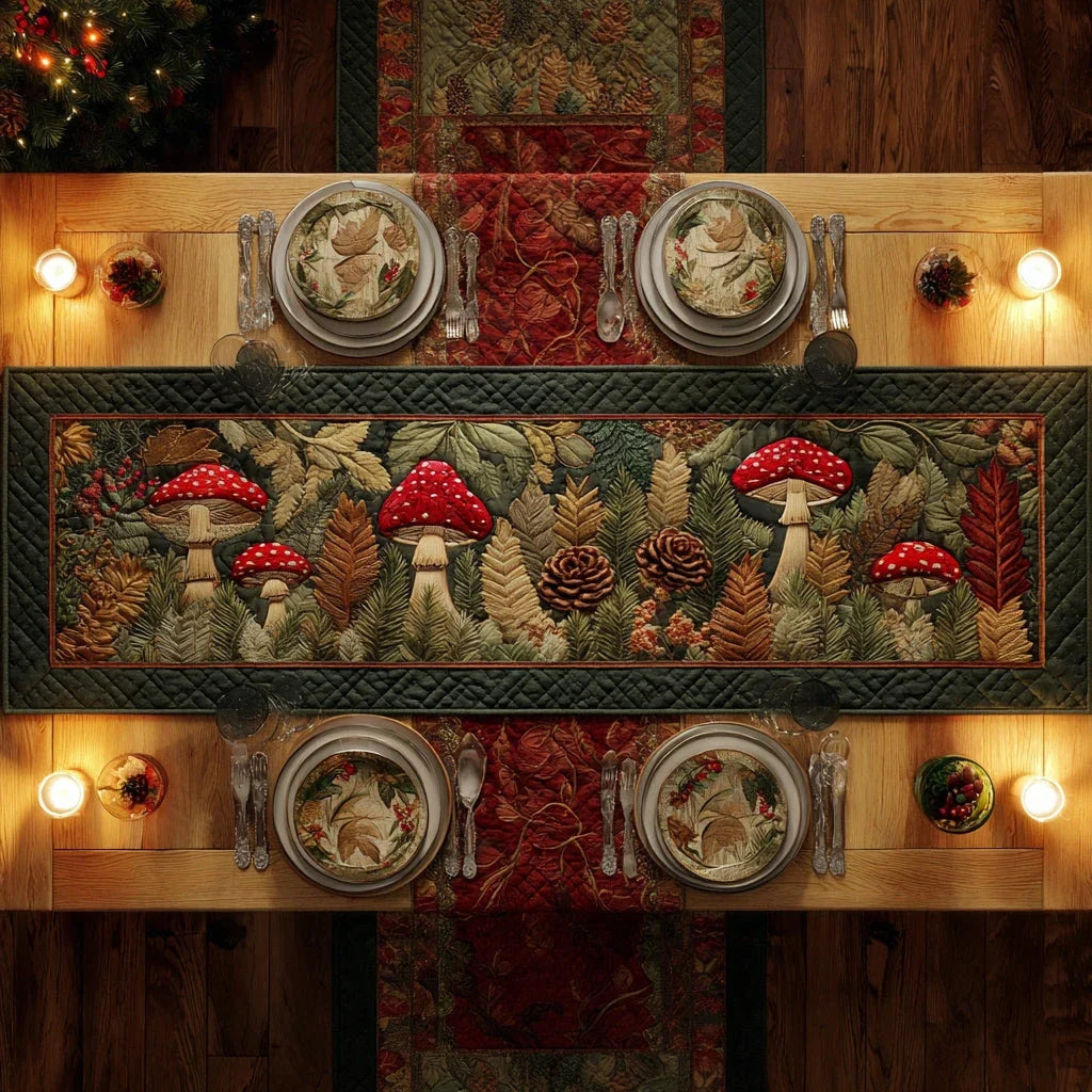 Darkwood Mushroom Quilted Table Runner