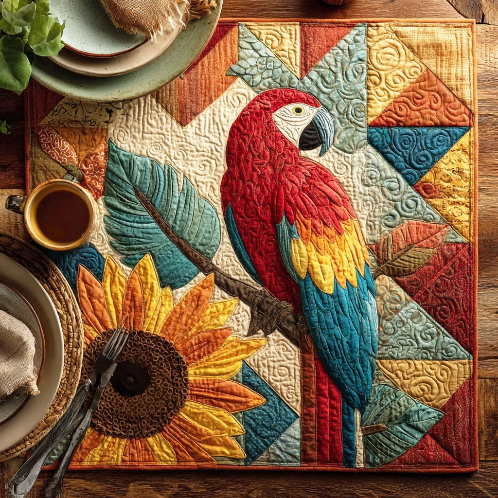 Dawn Parrot Quilted Table Topper