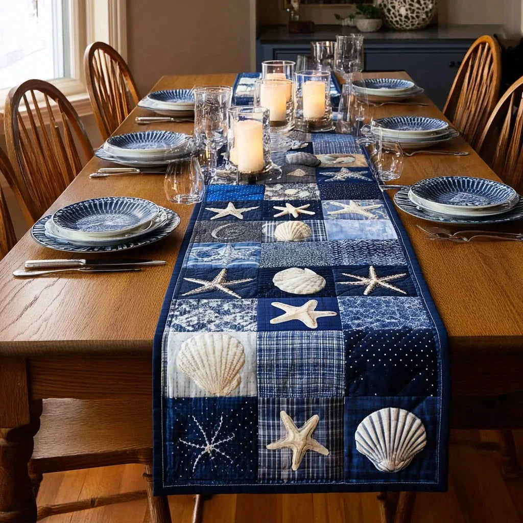Deep Marine Quilted Table Runner