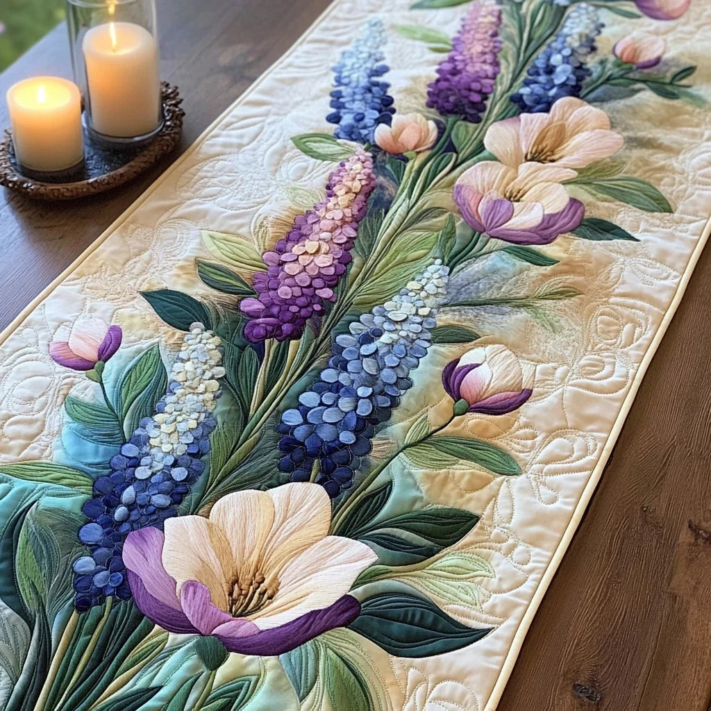 Delicate Blossom Quilted Table Runner