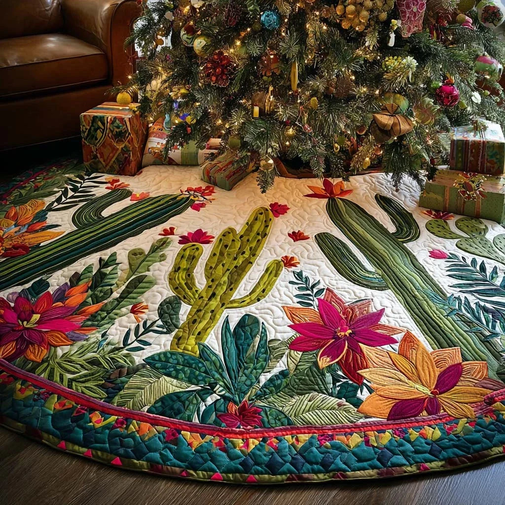 Desert Bloom Christmas Quilted Tree Skirt
