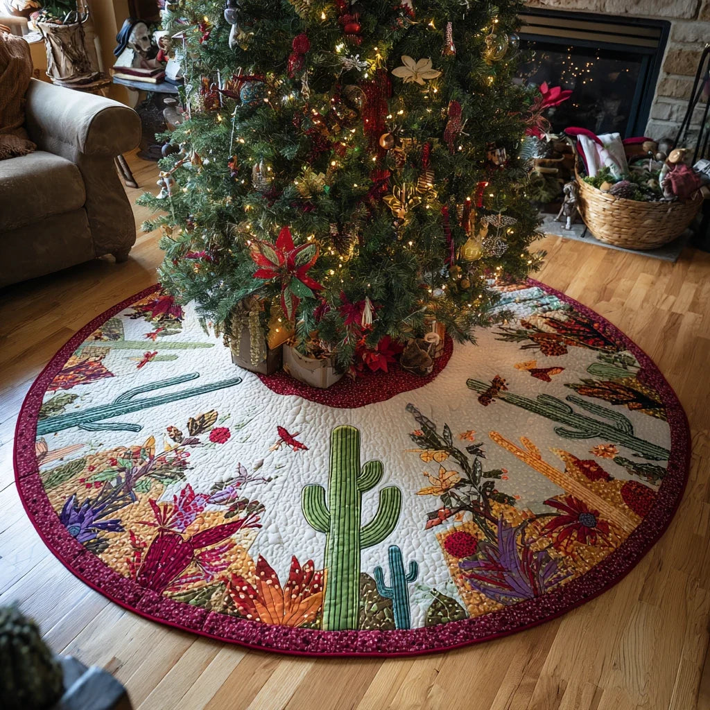 Desert Cactus Christmas Quilted Tree Skirt