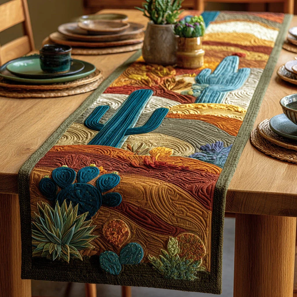 Desert Cactus Quilted Table Runner