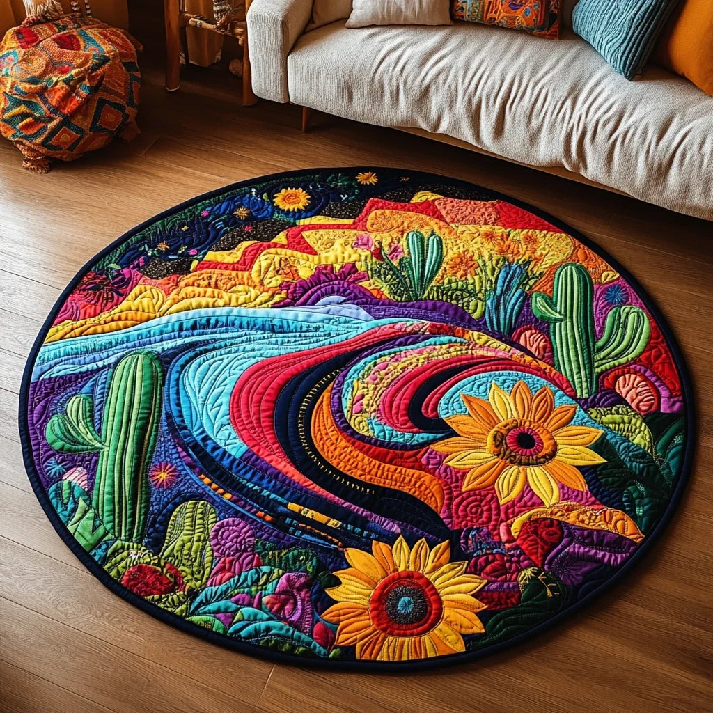 Desert Rose Serenity Quilted Round Mat