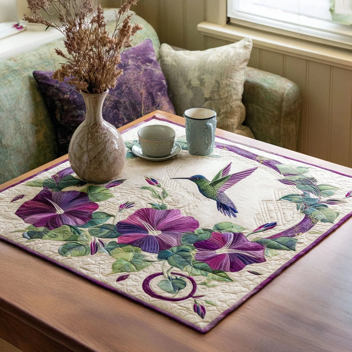 Dewdrop Wings Quilted Table Topper