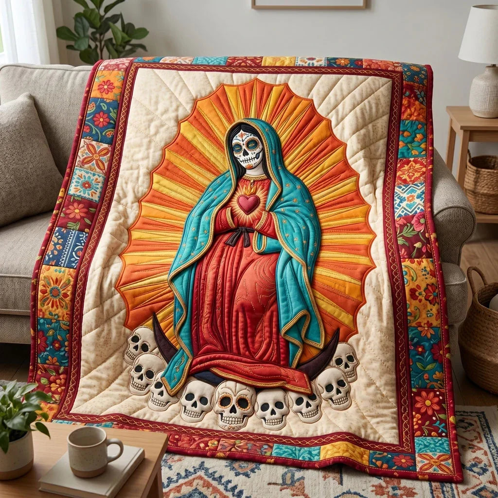 Dia De Los Muertos Madonna Quilt Blanket