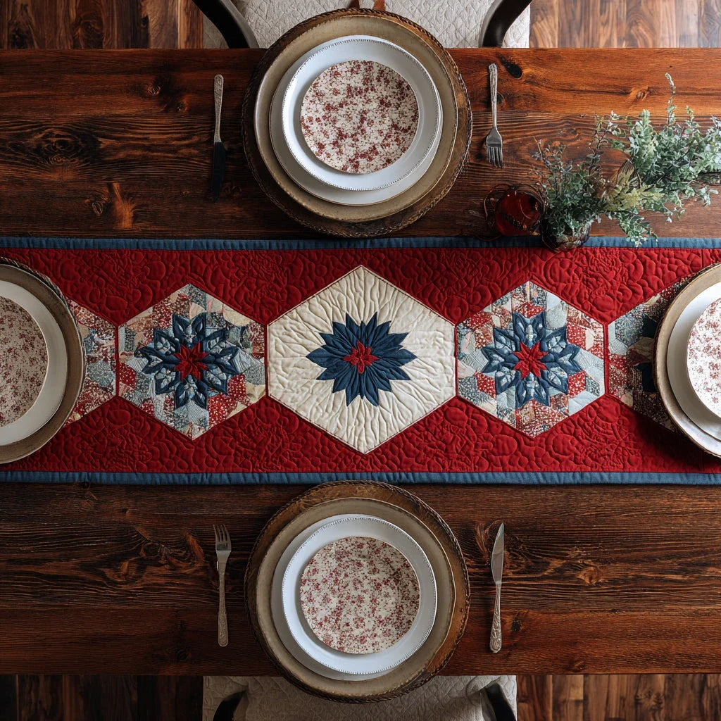 Diamond Snowflake Quilted Table Runner