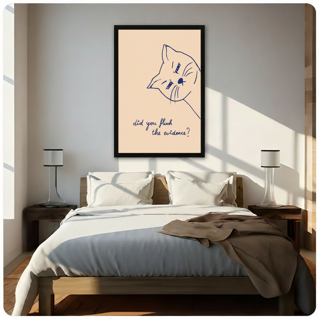 Did You Flush Evidence Funny Cat Canvas Wall Art