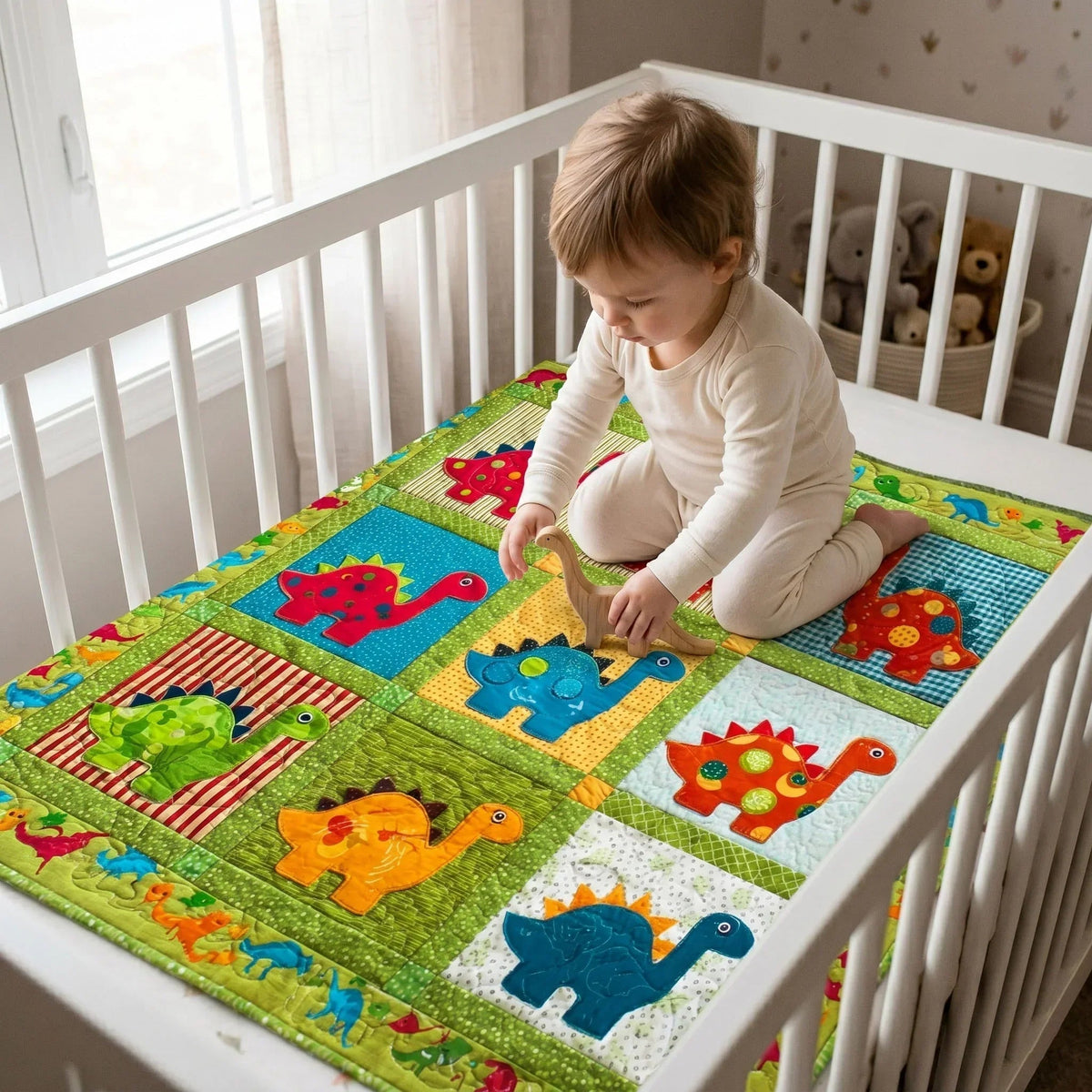 Dino Friends Quilt Blanket - Quilted Blanket by Wild and Way