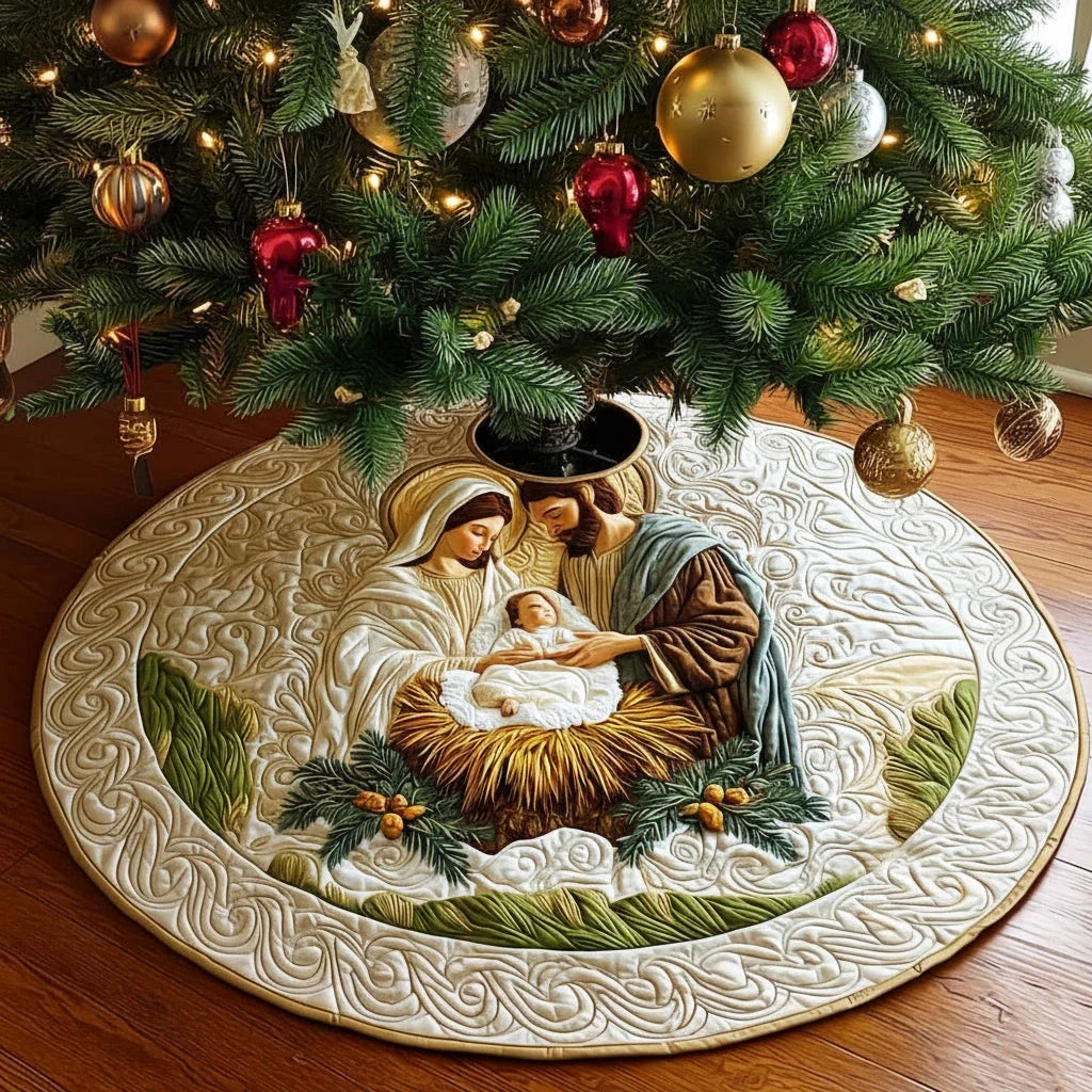 Divine Blessing Christmas Quilted Tree Skirt