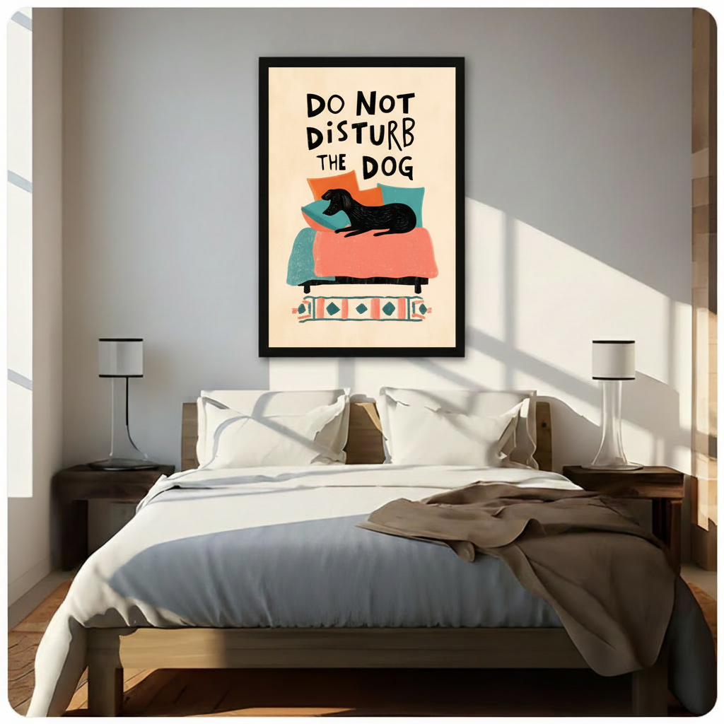 Do Not Disturb the Dog Funny Canvas Art Wall Art
