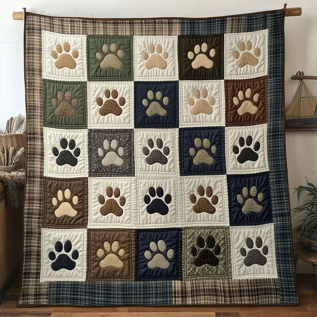 Dog Paw Home Quilt Blanket