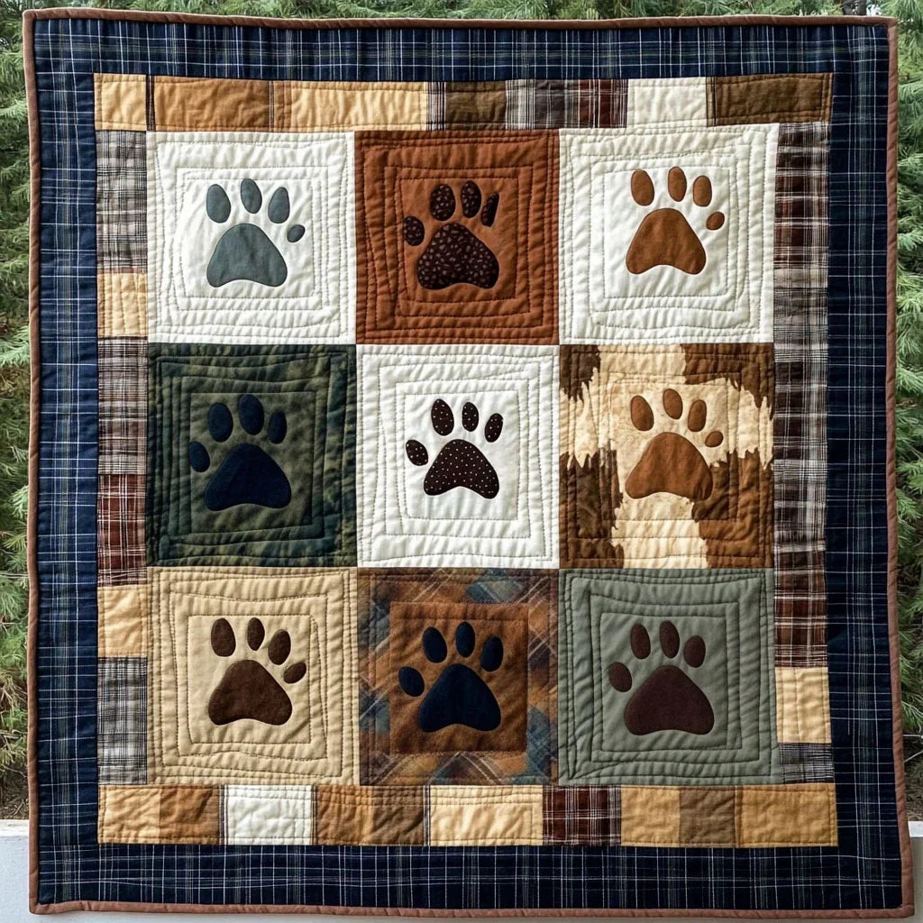 Dog Paw Keepsake Quilt Blanket