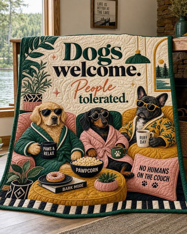 Dogs Rule Quilt Blanket - Quilted Blanket by Wild and Way