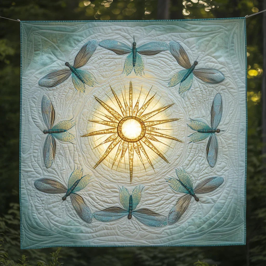 Dragonfly Halo Of Lights Quilt Blanket