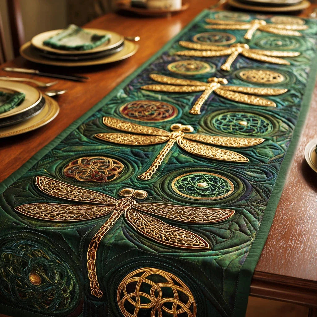 Dragonfly Moon Weave Quilted Table Runner
