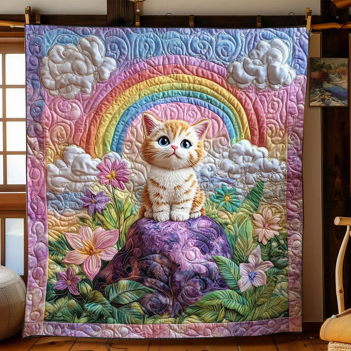 Dreamy Fantasy Cat Quilt Blanket