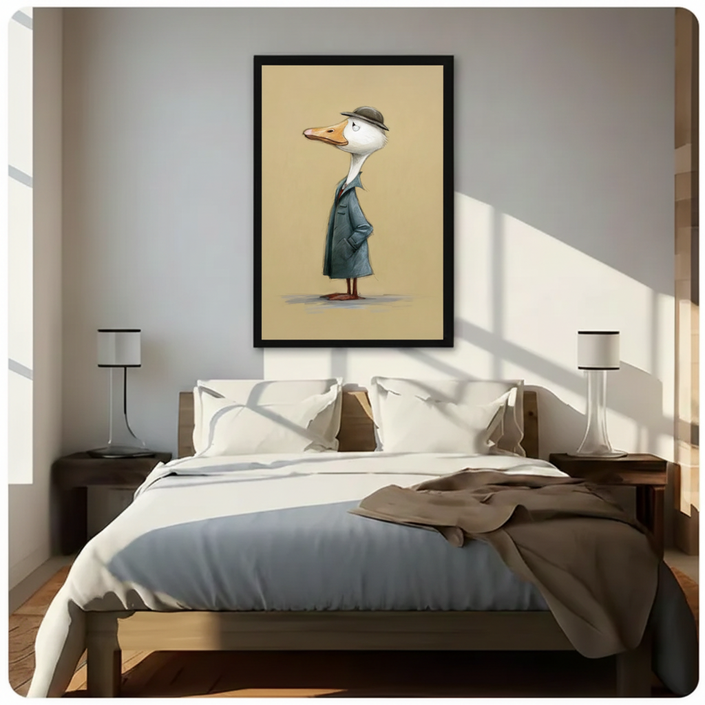 Dapper Duck Detective Funny Canvas Wall Art