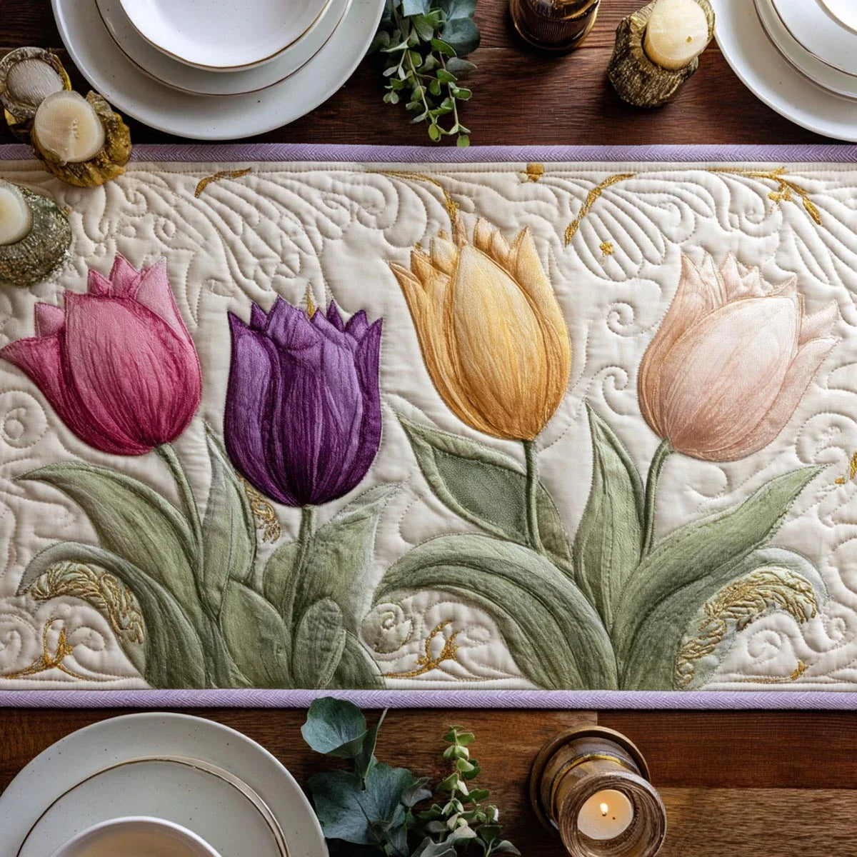 Easter Bloom Quilted Table Runner