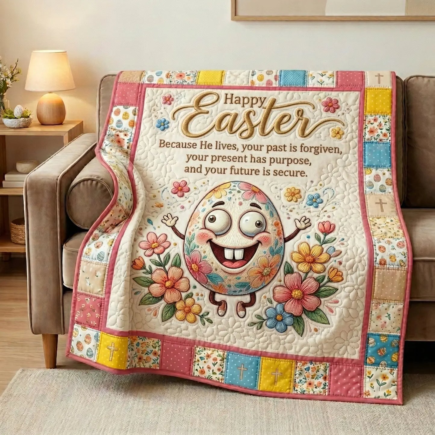 Easter Joy Faith Quilt Blanket