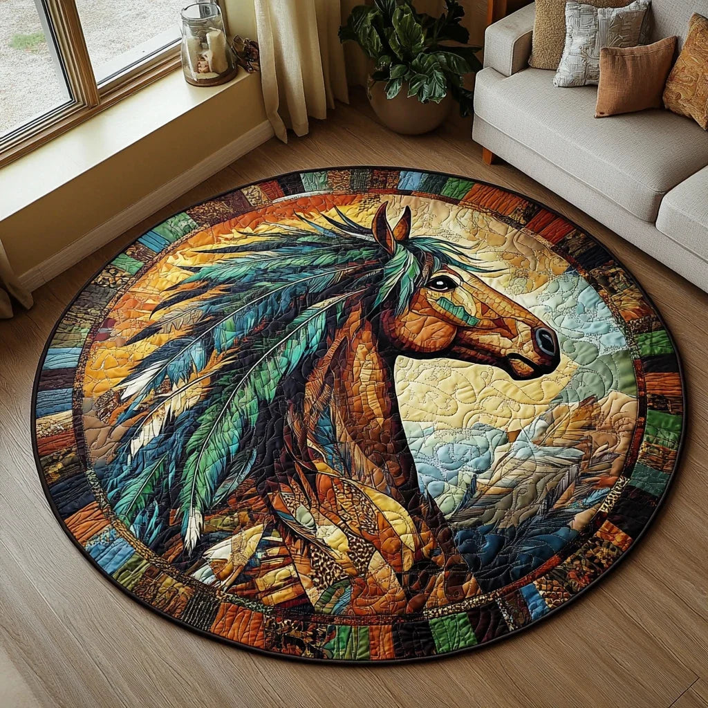 Elegant Horse Quilted Round Mat
