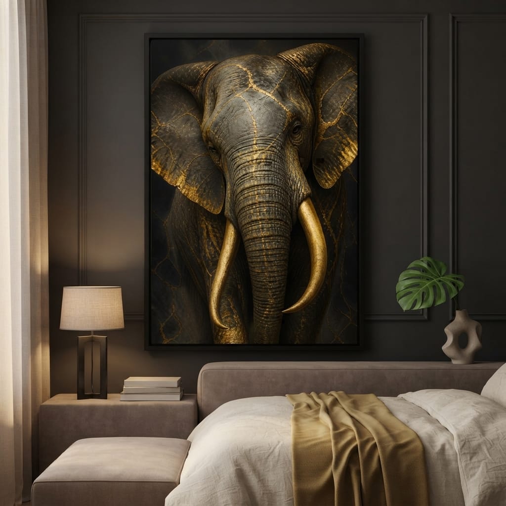 Elephant Gilded Wisdom Canvas Wall Art