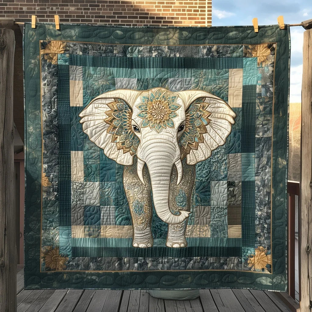 Elephant Patches Of Wisdom Quilt Blanket