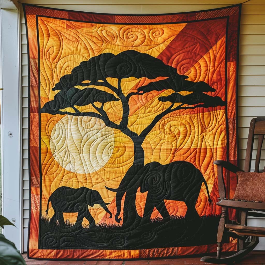 Elephant Path Quilt Blanket - Quilted Blanket by Wild and Way