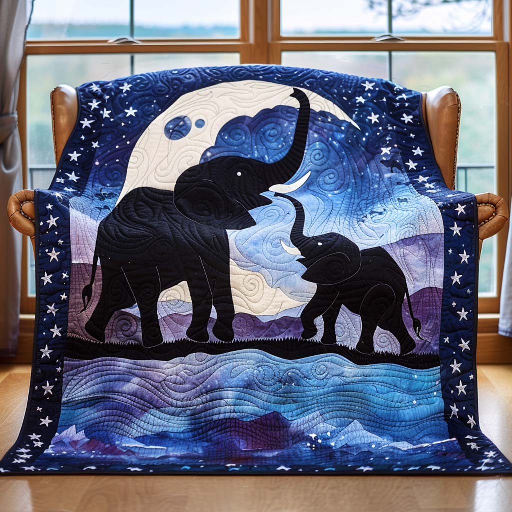 Elephant Treasures Quilt Blanket - Quilted Blanket by Wild and Way