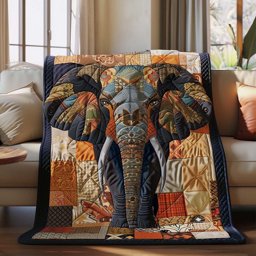 Elephant Vista Quilt Blanket - Quilted Blanket by Wild and Way