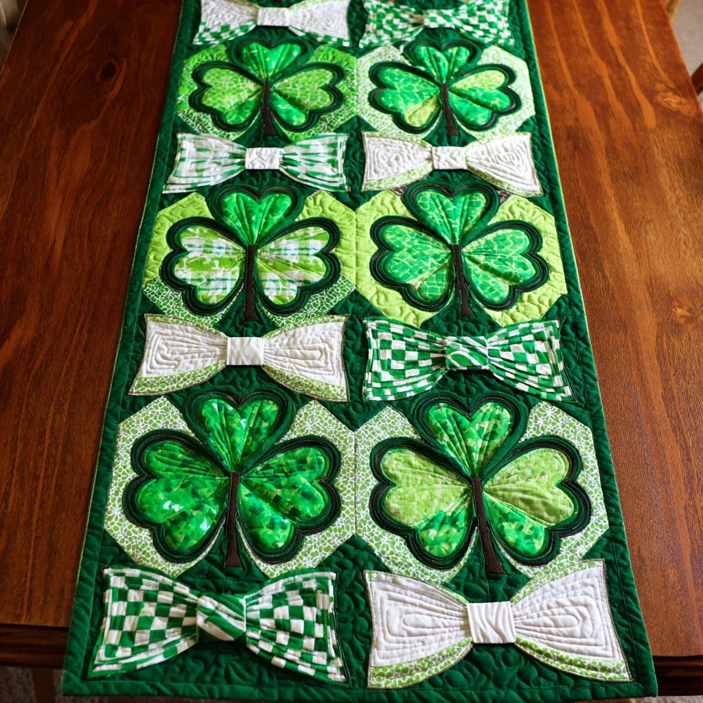 Emerald Clover Quilted Table Runner