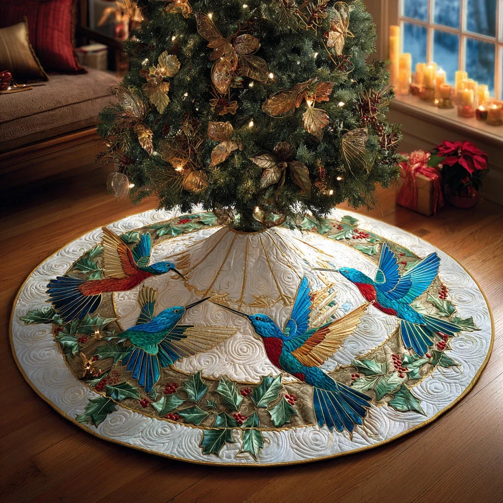 Emerald Flutter Christmas Quilted Tree Skirt