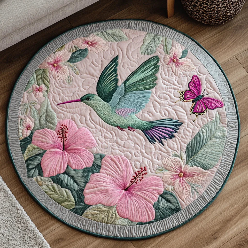 Emerald Flutter Quilted Round Mat