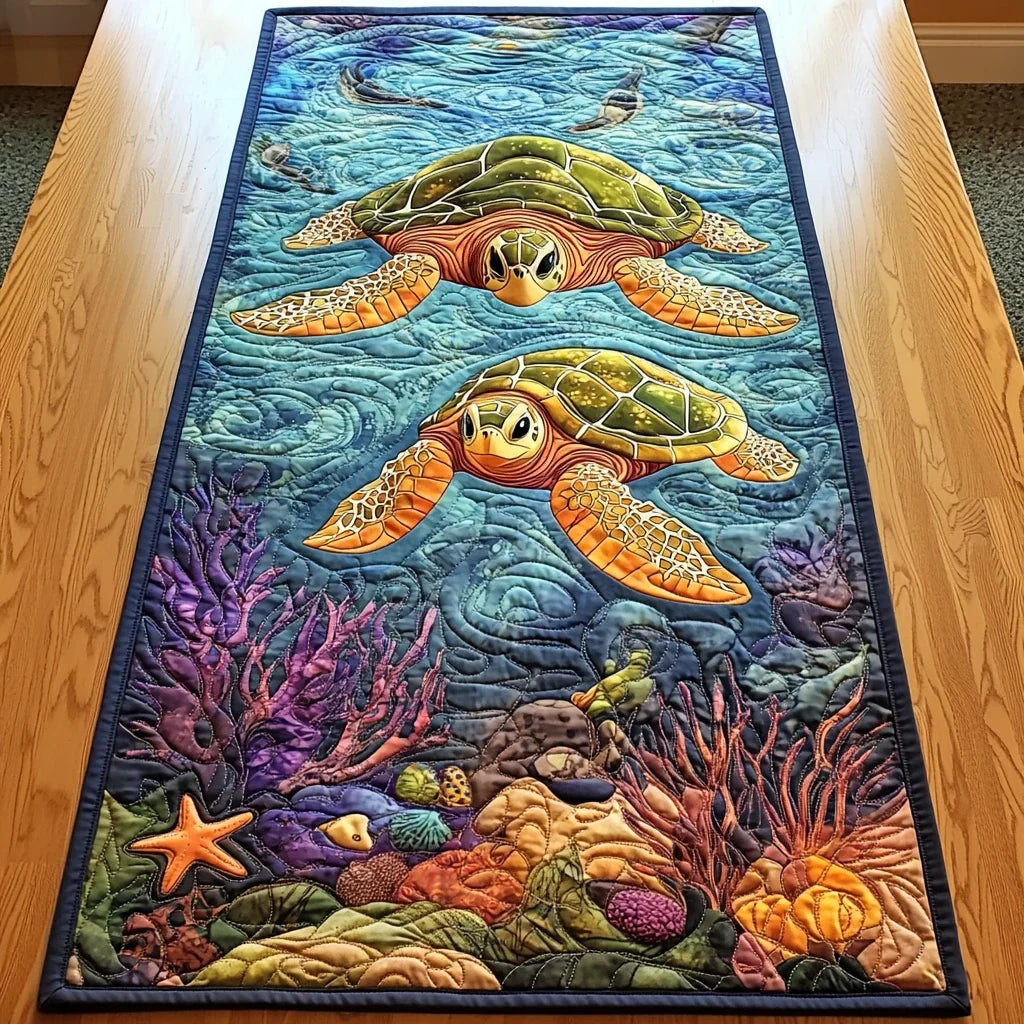 Emerald Glide Quilted Table Runner