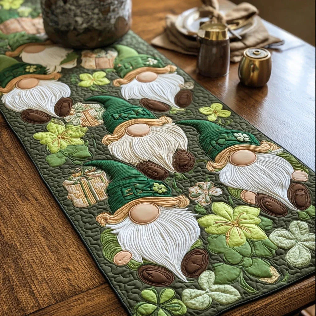 Emerald Gnome Quilted Table Runner