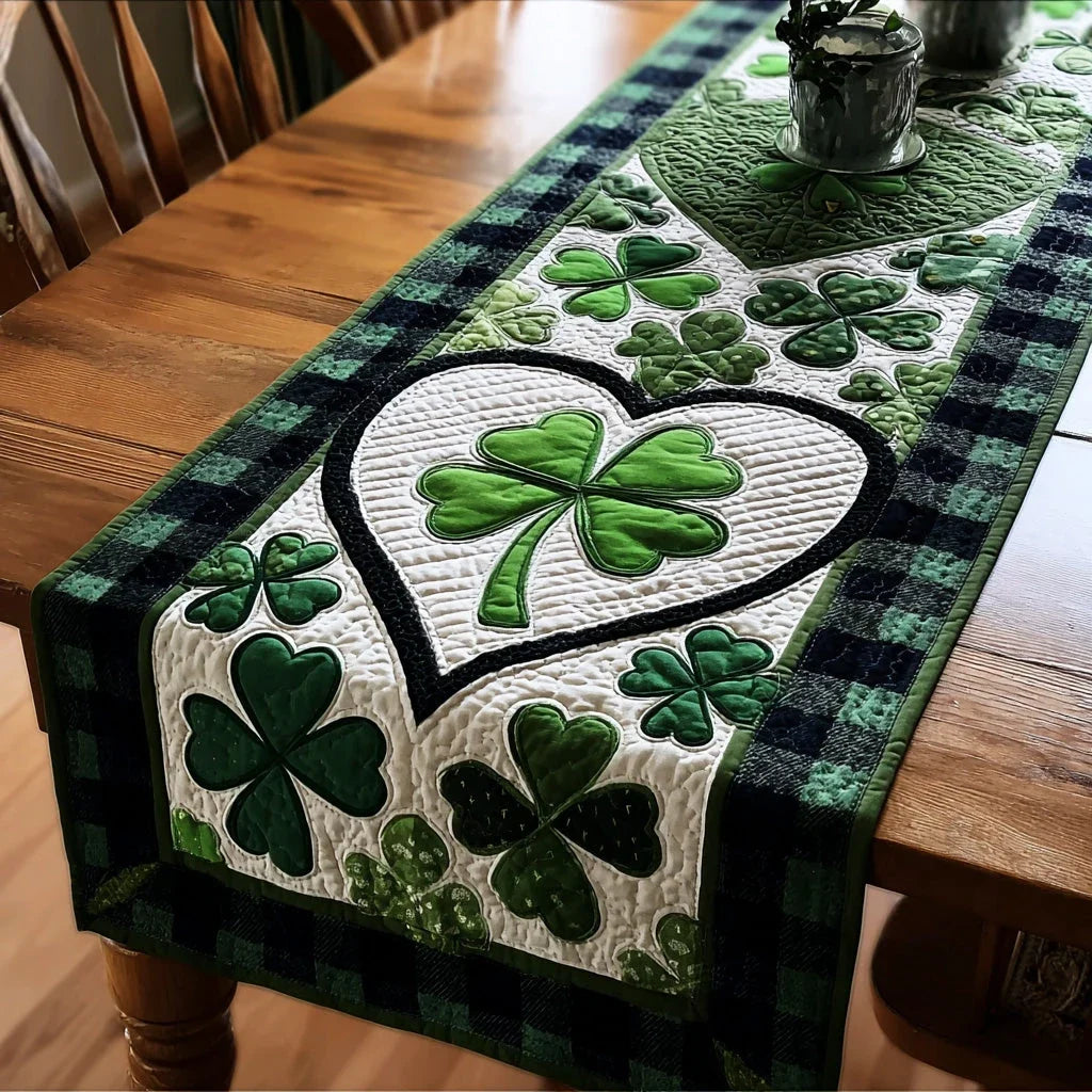 Emerald Heart Quilted Table Runner
