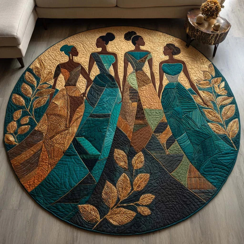 Emerald Queens Quilted Round Mat