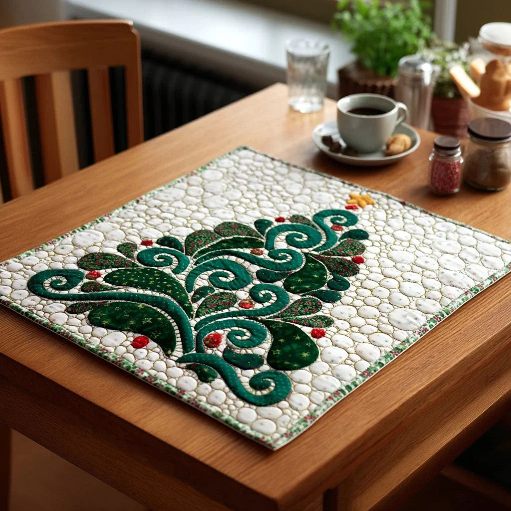 Emerald Whispers Quilted Table Topper