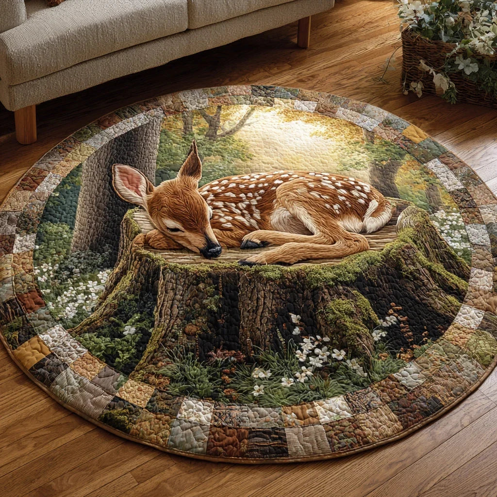 Enchanted Fawn Quilted Round Mat