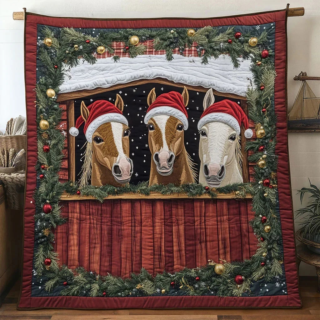 Enchanted Horse Christmas Quilt Blanket