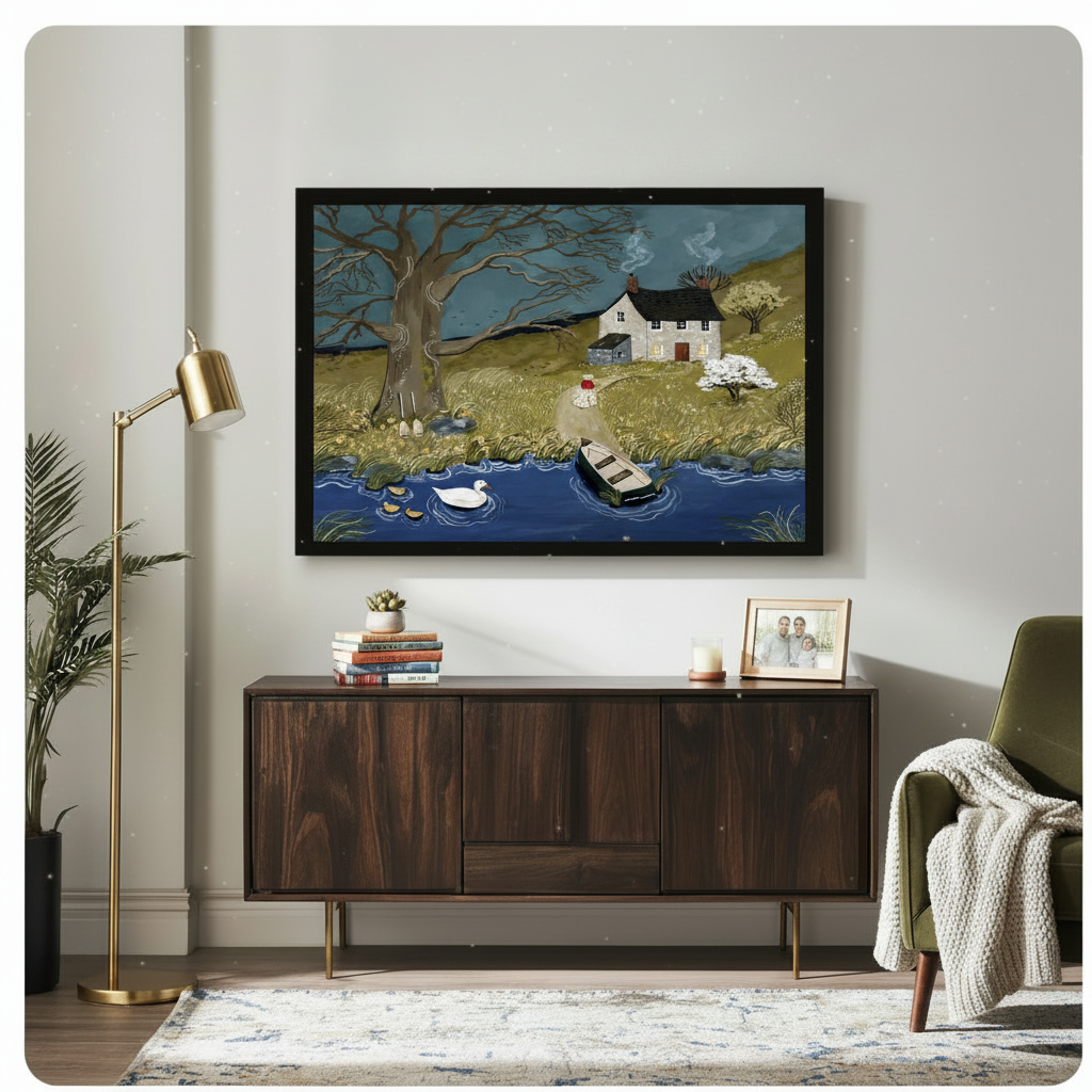 English Countryside Cottage Framed Canvas Art