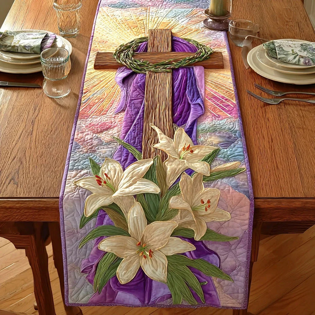 Eternal Light Cross Quilted Table Runner