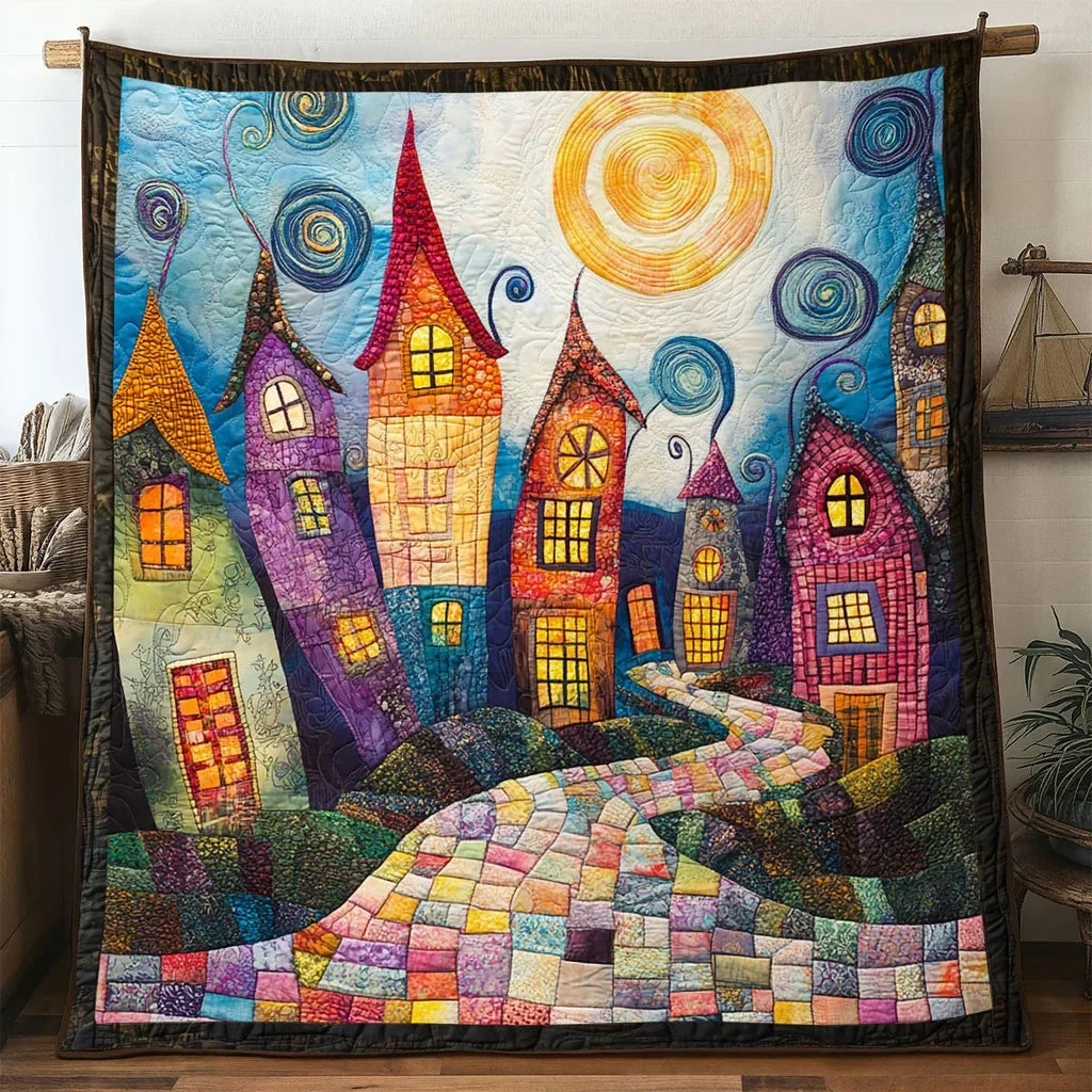 Fairytale Village Radiant Night Quilt Blanket