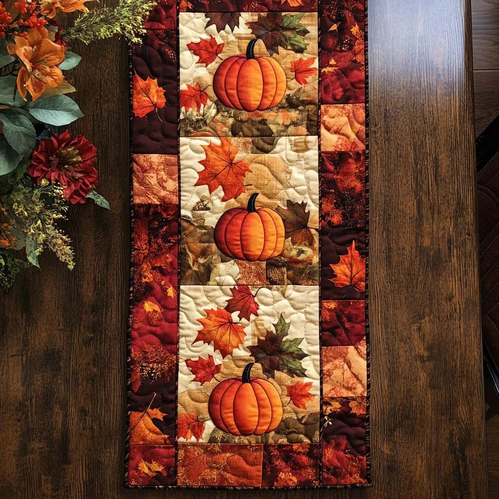 Fall Harvest Glow Quilted Table Runner