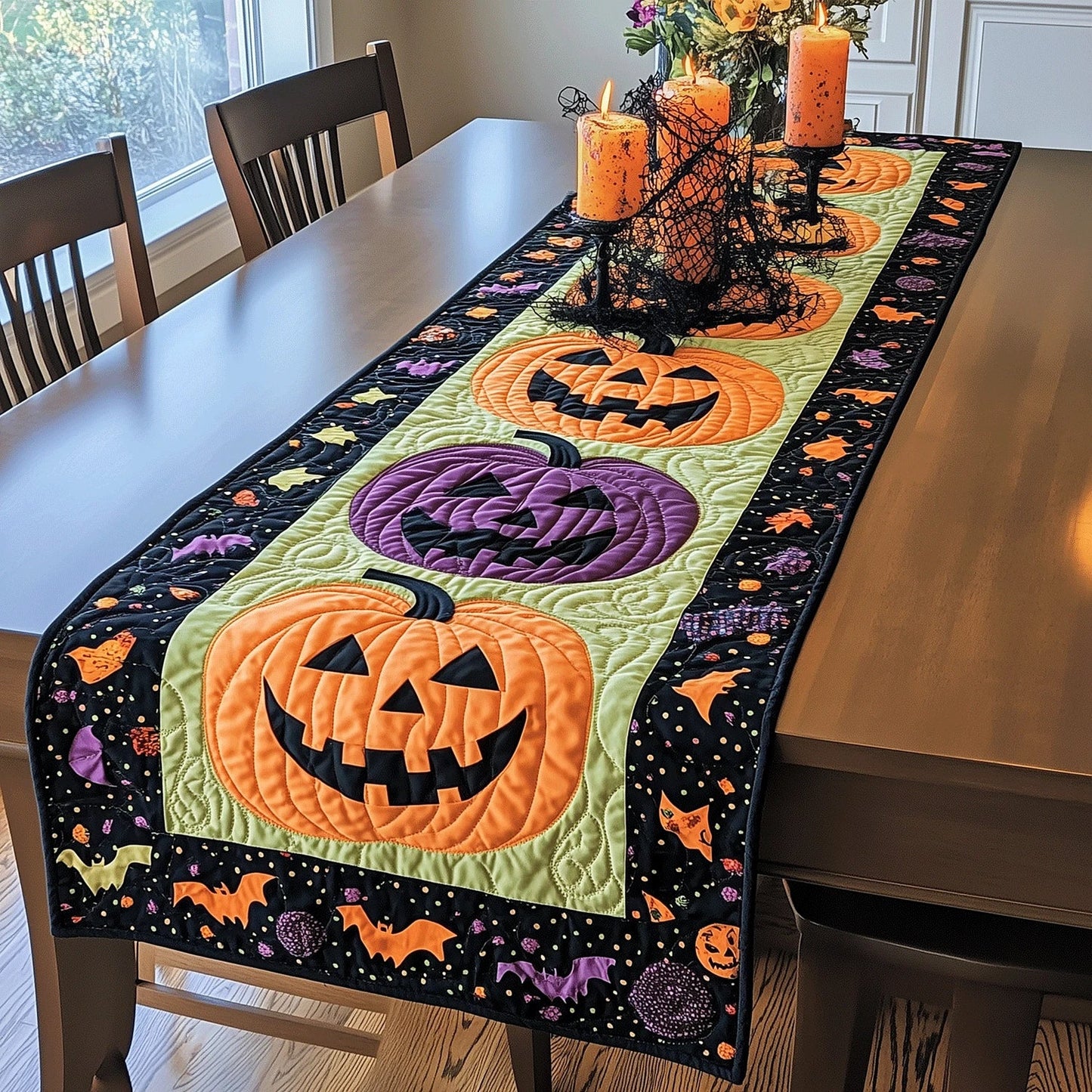 Fall Pumpkin Quilted Table Runner