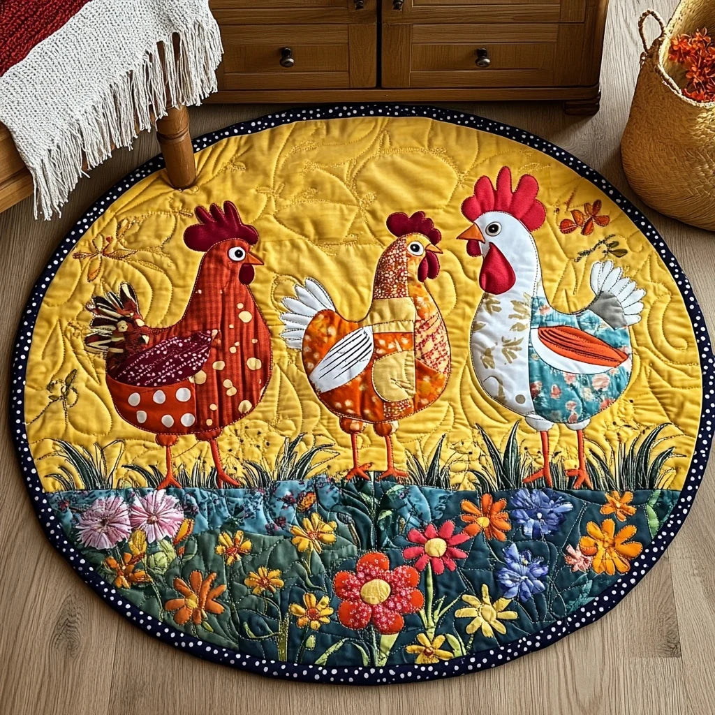 Farmhouse Fowl Quilted Round Mat